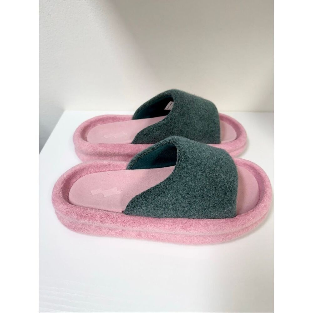 SKYLRK Rest Slide Bloop Fuzzy Pink Green Sandals Men's 8 US 41 EU